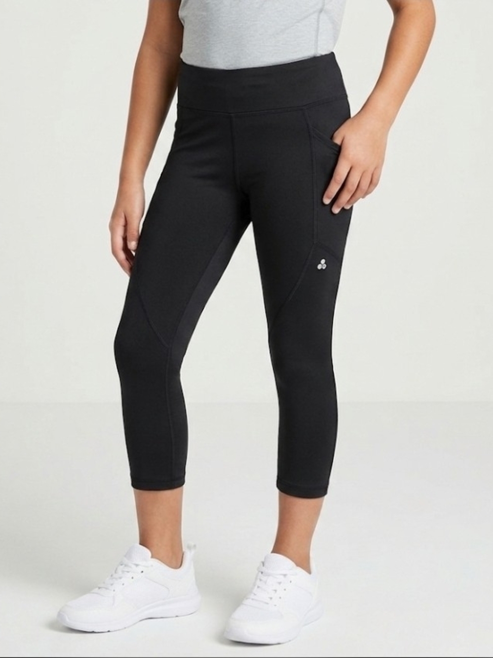 Tek Gear Youth Girls Black Activewear Cropped Leggings-LG (10/12) EUC